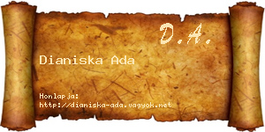 Dianiska Ada névjegykártya